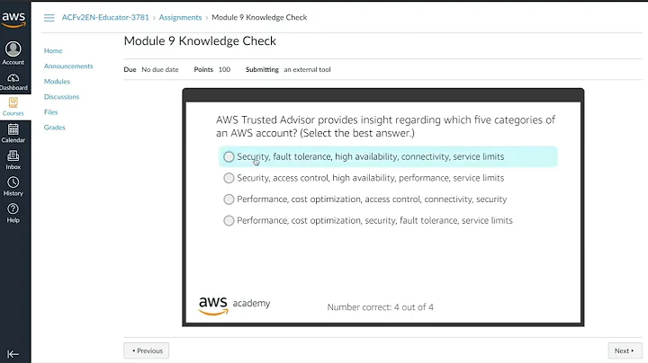 AWS Academy Cloud Foundation Module 9 Knowledge Check   2022 Version