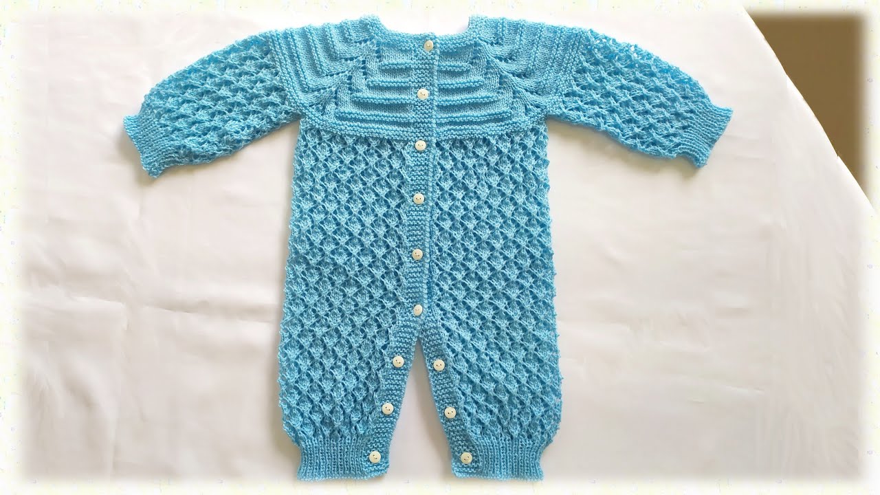 (Canhoto) MACACÃO EM TRICÔ de 3 a 6 meses