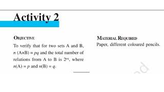 activity to verify that for two sets A and B, n(A×B) = pq  | class 11 | maths activity