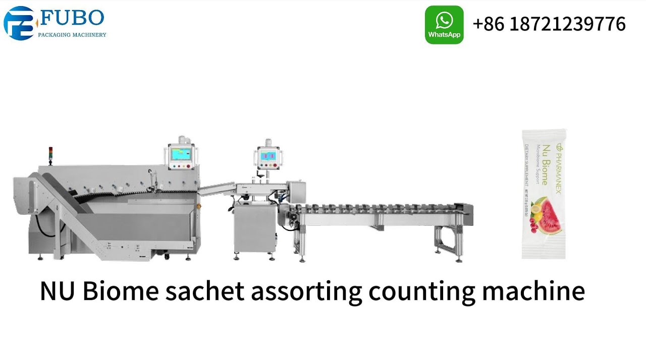 Watermelon NU Biome drink sachet assorting counting machine | Back stick seal  bag automatic sorter