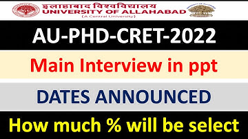 Allahabad University PhD CRET- 2021-INTERVIEW | Central University | PhD Admission 2022