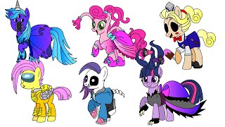 MLP mane 6 scary characters- Sans Ice Scream Mommy&#39;s long legs Siren head Among us and others