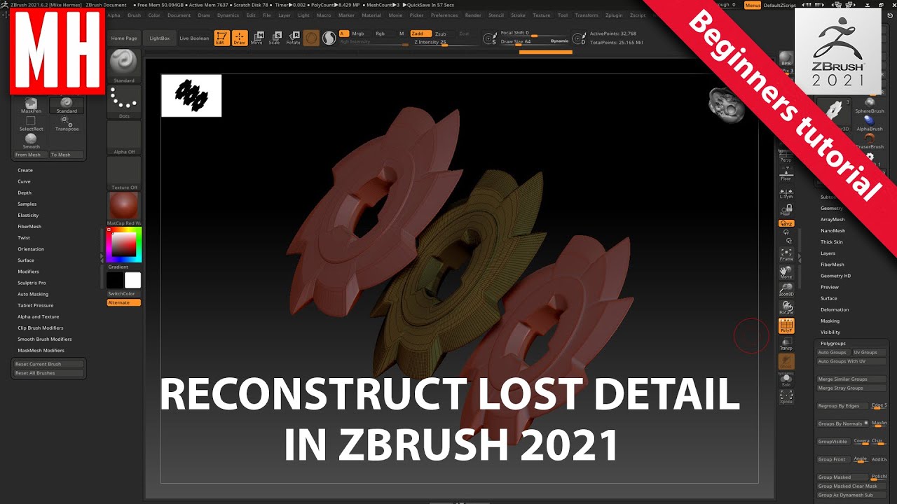 reconstruct subdivision zbrush