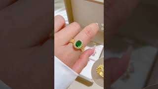 Emerald Glow 💚Luxury Ring ✨Royal Vibes 👑Golden Beauty 💛#emeraldring #luxuryring #royalvibes #green