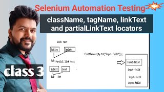 Selenium class 3 - linkText, partial linkText, className, tagName locators explained in detail