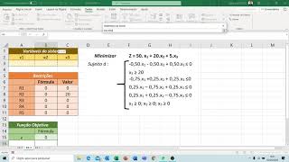 Programação Linear: Solver Excel screenshot 2