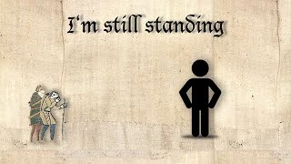 Im still standing, but every time he sings Im still standing, people get up again