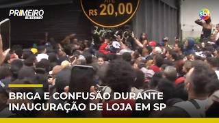 Chaos in SP: crowd takes over street after store announces $1 products in Brás | #PrimeiroImpacto