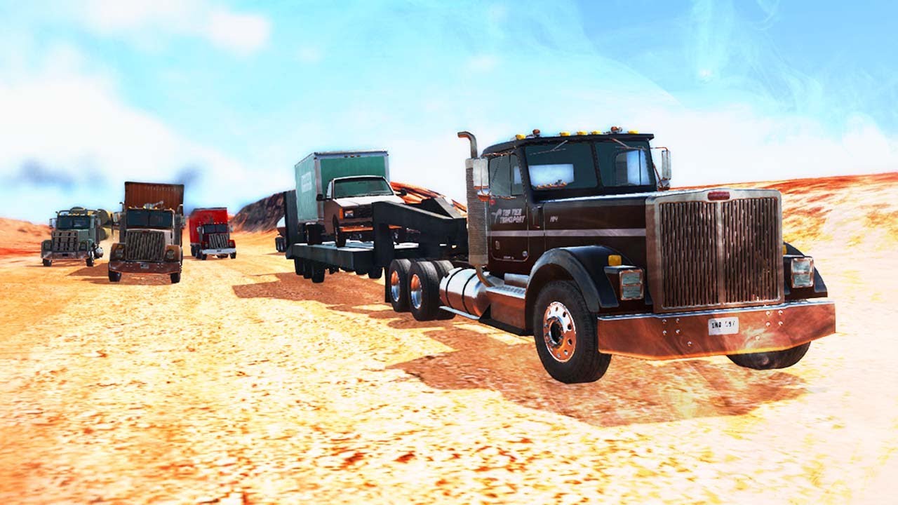 Big Rigs Racing Flatout On A Long Desert Road BeamNG Drive YouTube