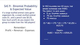 SAS 9 - Binomial Probability and Expected Value