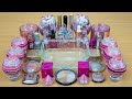 PINK Metallic SLIME Mixing makeup and glitter into Clear Slime Satisfying Slime Videos