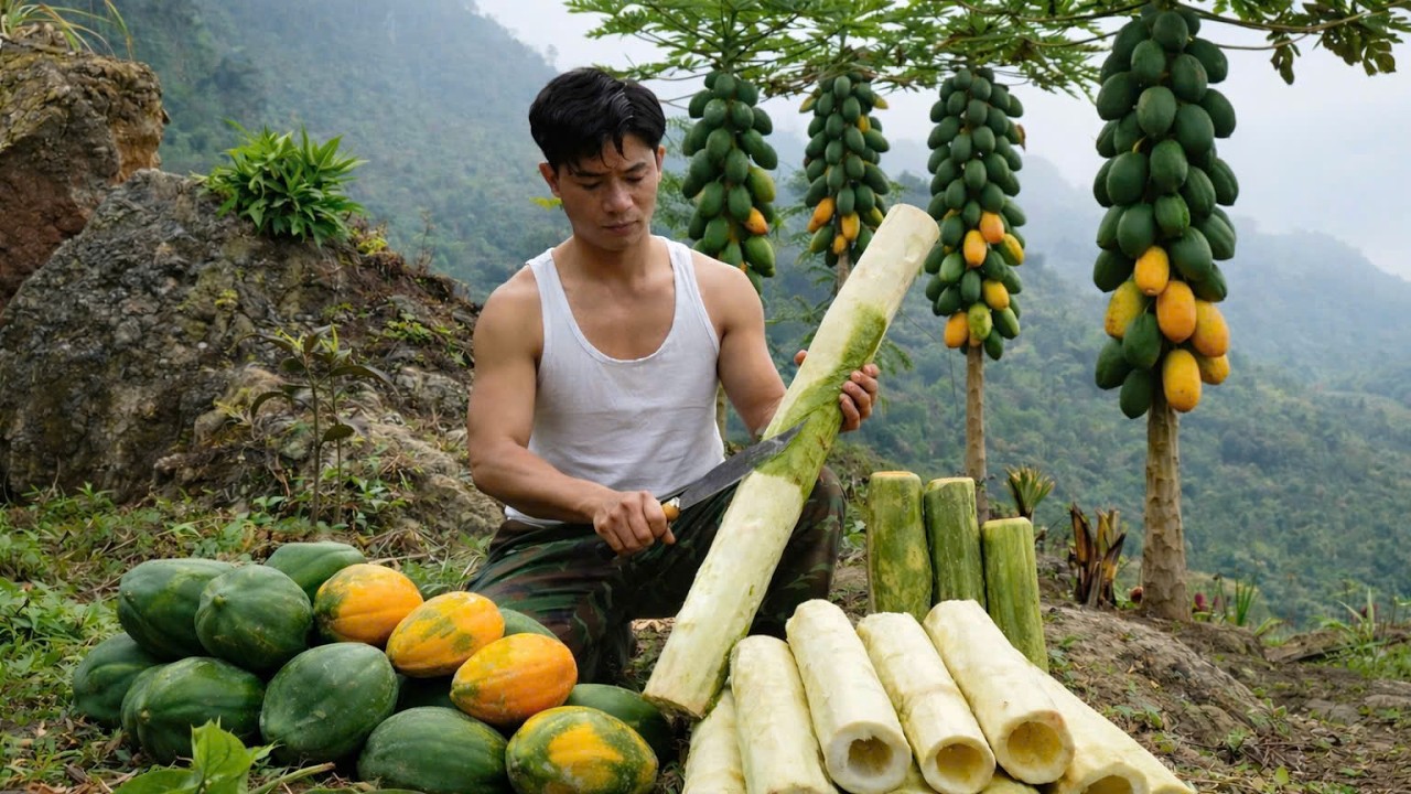 The old woman returned home, continuing peaceful days harvesting and cooking.