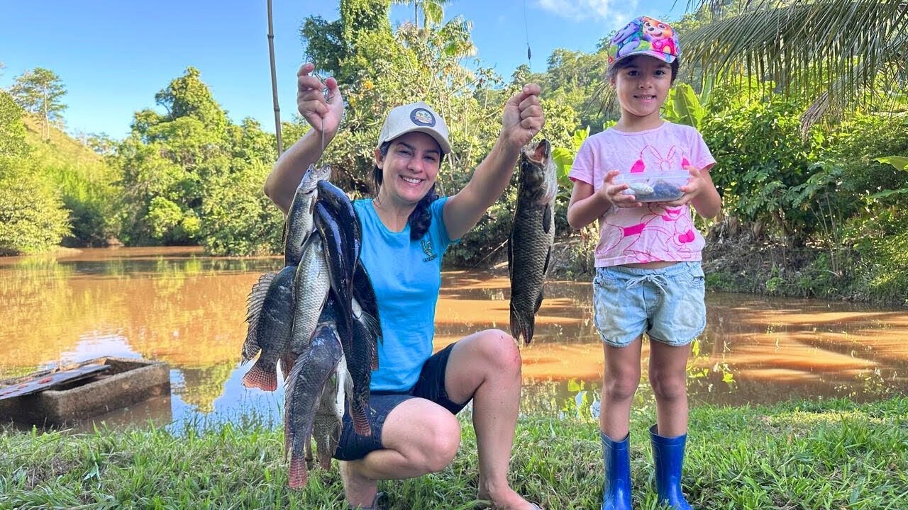Pescaria no açude, testando iscas diferentes