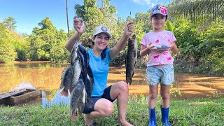 Pescaria no açude, testando iscas diferentes