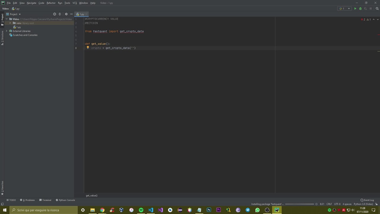 Bitcoin Cryptocurrency Current Value - Python PyCharm - Tutorial #50 ...