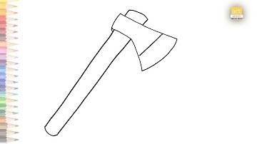 Axe outline drawing easy | How to draw an axe tool step by step | Outline drawings | art janag