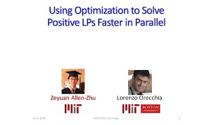 Using Optimization to Solve Positive LPs Faster in Parallel Net Worth