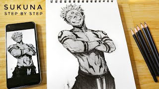 How to Draw Ryomen Sukuna | Full Body Sukuna Drawing Tutorial | Anime Drawing Easy - Jujutsu Kaisen
