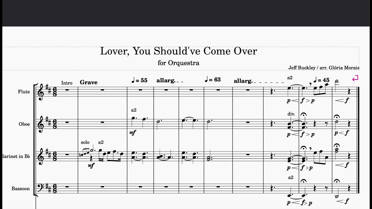 Lover You Should've Come Over (Jeff Buckley) - Orchestra Version