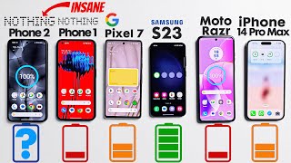 Nothing Phone 2 vs. Phone 1 / iPhone 14 Pro Max / Pixel 7 / Samsung S23 / Moto RAZR  Battery Test!