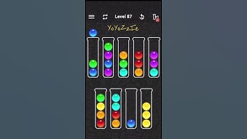 Ball Sort Color Water Puzzle Level 87 Walkthrough 🧪🟣🟡🟠, #shorts