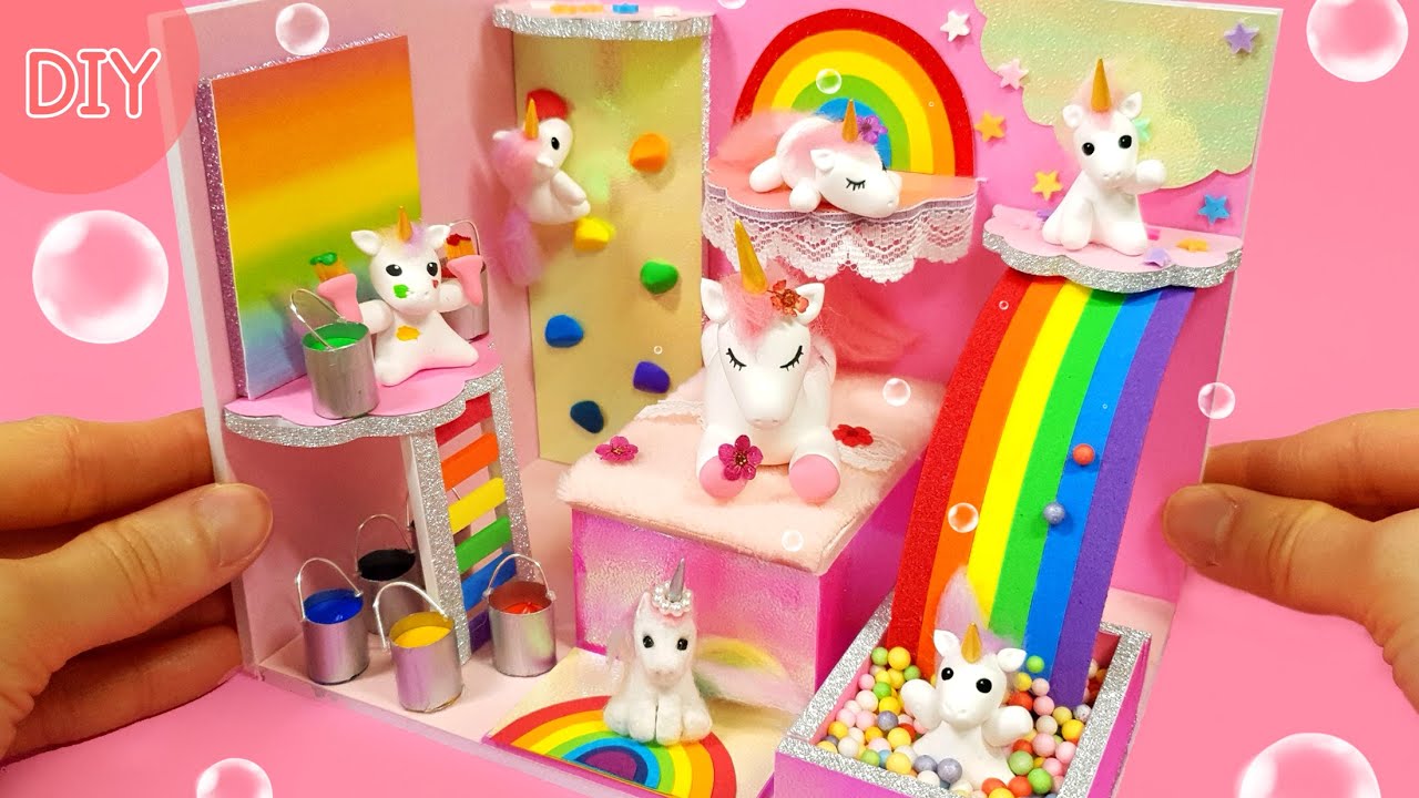 DIY Miniature Color animal Room - Pink Unicorn play Room decor !!