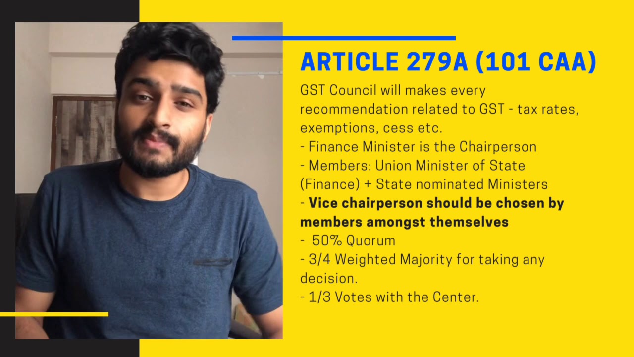 Where is the Vice Chairperson in GST Council? Article 279A Constitution in News YouTube