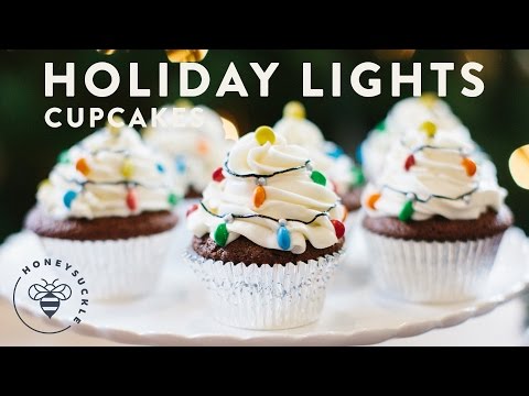 Holiday Lights Gingerbread Cupcakes with Cream Cheese Frosting