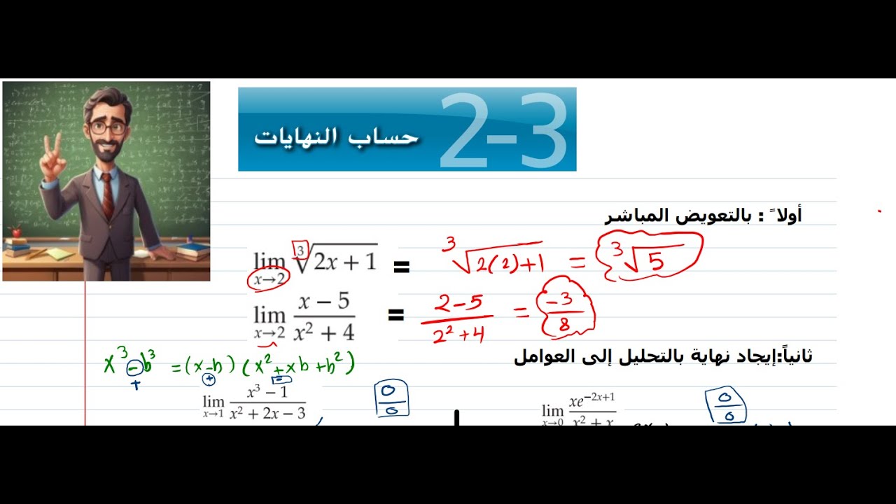 2-3 حساب النهايات - 12 متقدم رياضياتhttps://t.me/+IR6SeskIhblkMjI0