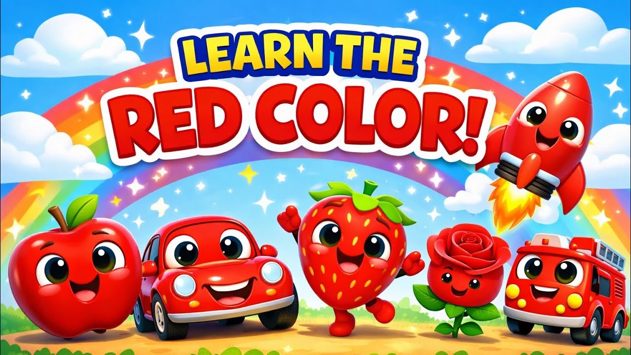 Learn Red Color for Kids | Fun Cartoon Objects ❤️🚗🍎