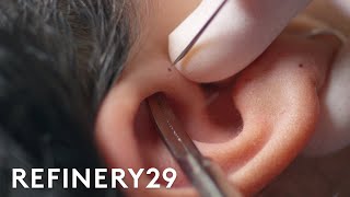 This Cartilage Piercing Has Almost Zero Aftercare | Macro Beauty | Refinery29