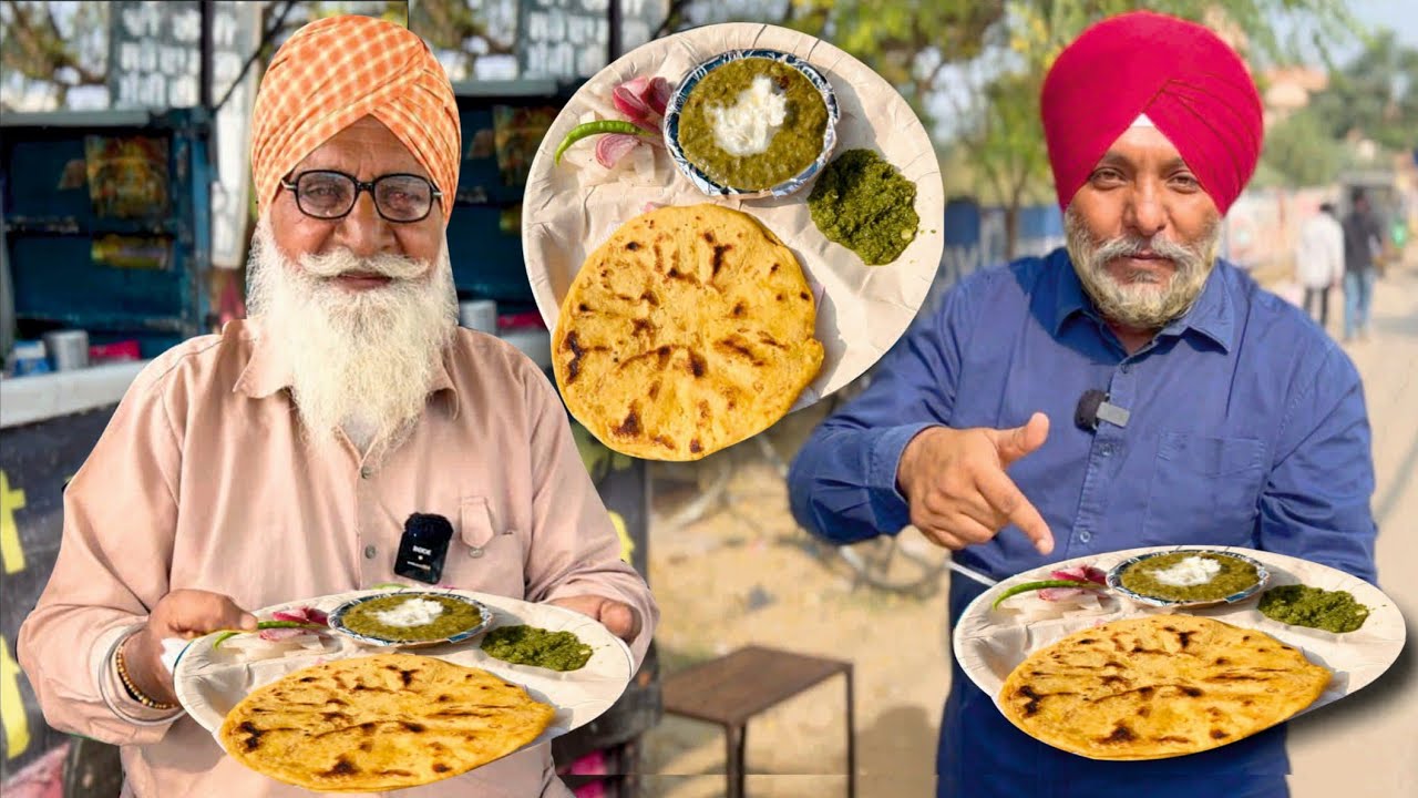लस्सी वाले Baba Ji Da Dhaba | Makki Ki Roti Sarson Ka Saag | Punjabi Indian Street Food