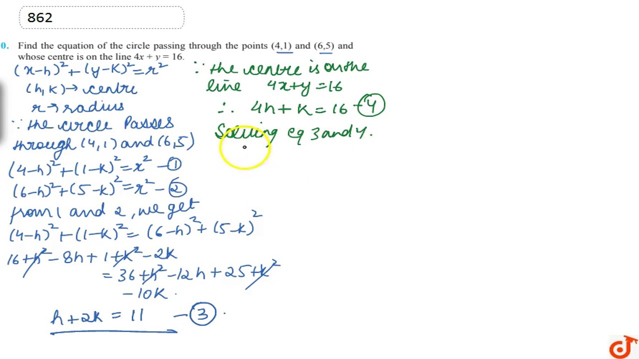 Find the equation of the circle passing through the points