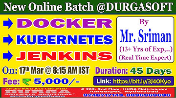 DOCKER, KUBERNETES, JENKINS Online Training @ DURGASOFT