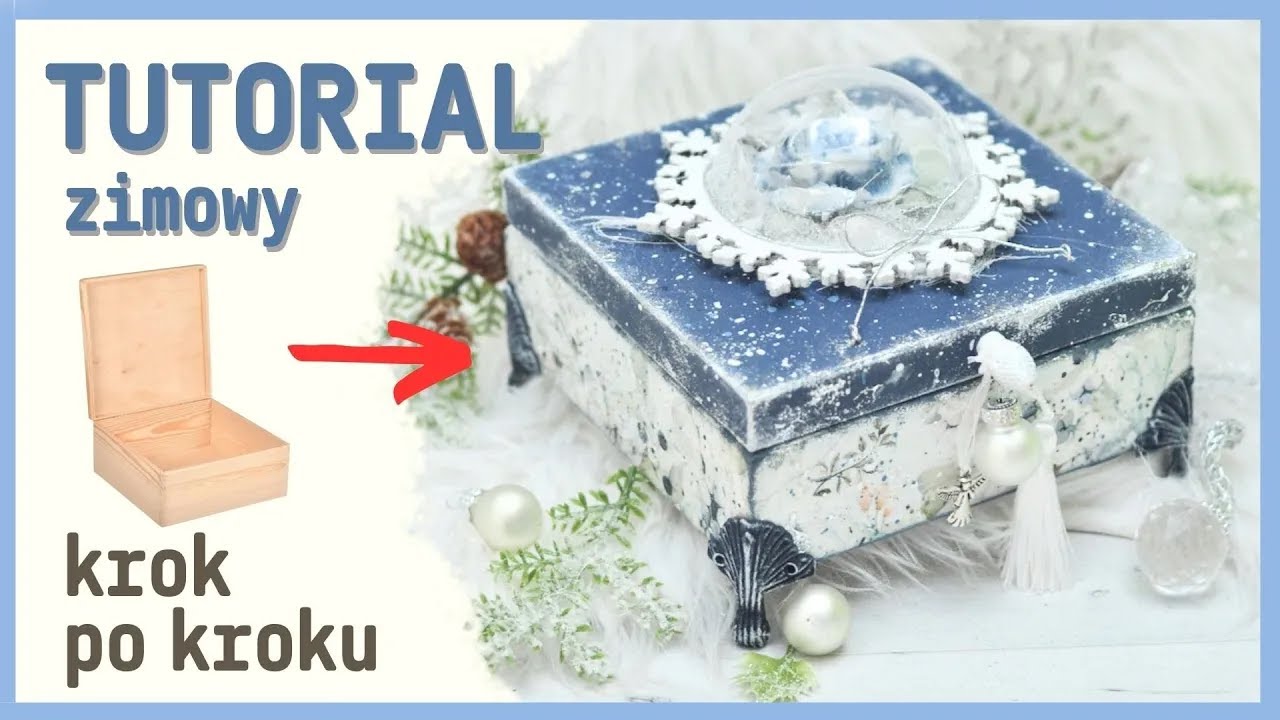 Decoupage zimowe pudełko z lodową różą TUTORIAL No. 946