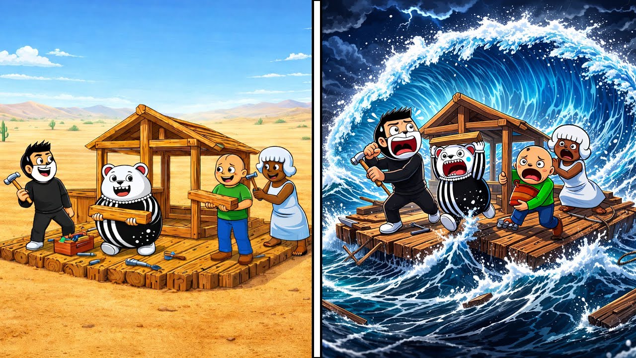 สร้างบ้านแพ หนีสึนามิ 🌊  Roblox