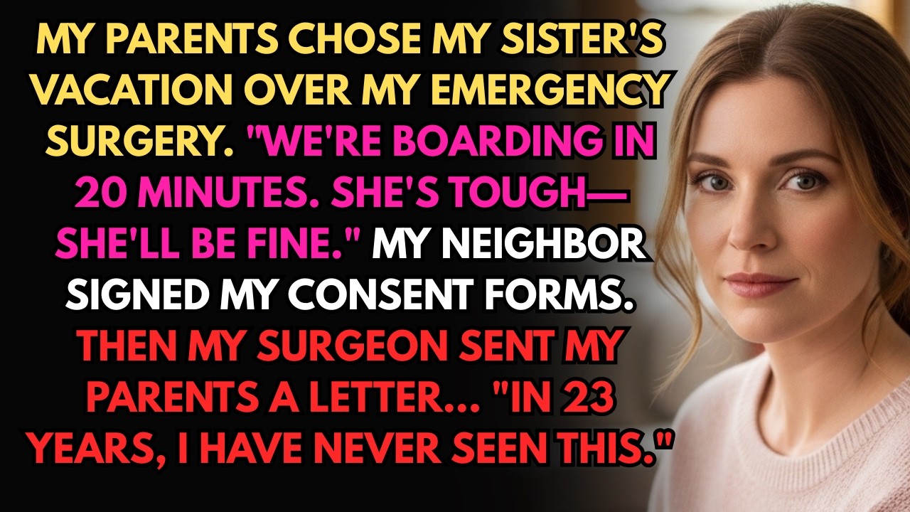My Parents Chose My Sister's Vacation Over My Emergency Surgery—The Doctor Sent Them One Letter