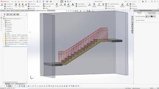 Vertical bar railing on sheet metal stringer for concrete stairs – SolidSteel parametric SOLIDWORKS
