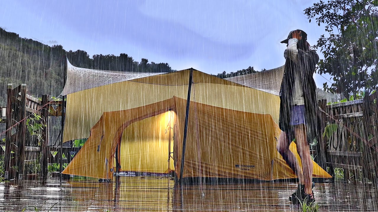 폭우☔️ 끊임없이 쏟아지는 빗소리 캠핑 [우중캠핑 몰아보기]