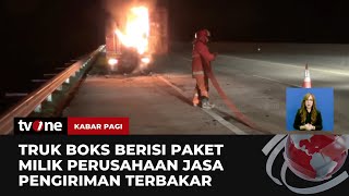 Truk Boks Pengangkut Paket Terbakar di Tol Ngawi