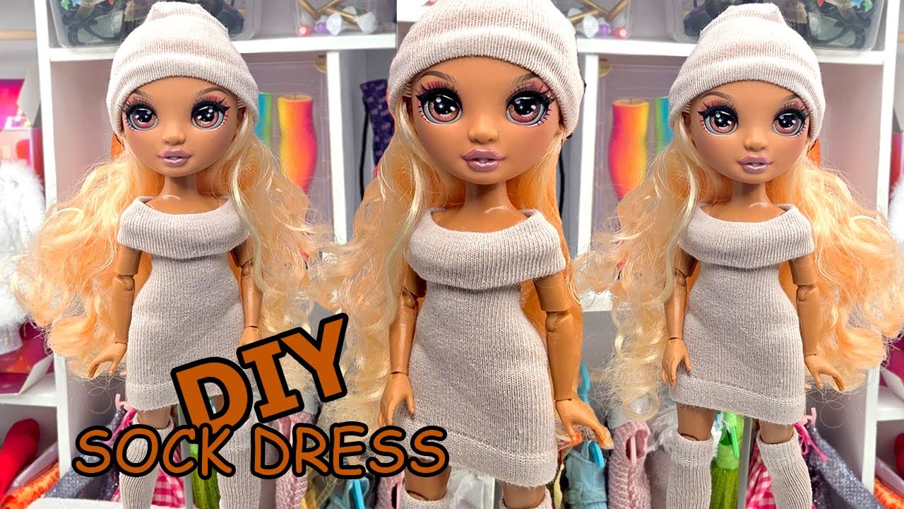DIY A Doll  Dress From A Sock! For Rainbow High Dolls!