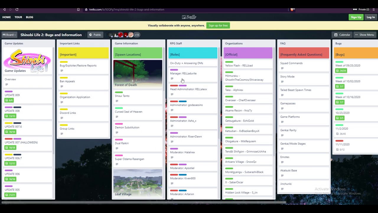Shinobi Life 2 Trello Bug Reports Right Now Youtube