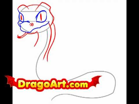 How to draw a cartoon snake, step by step - YouTube