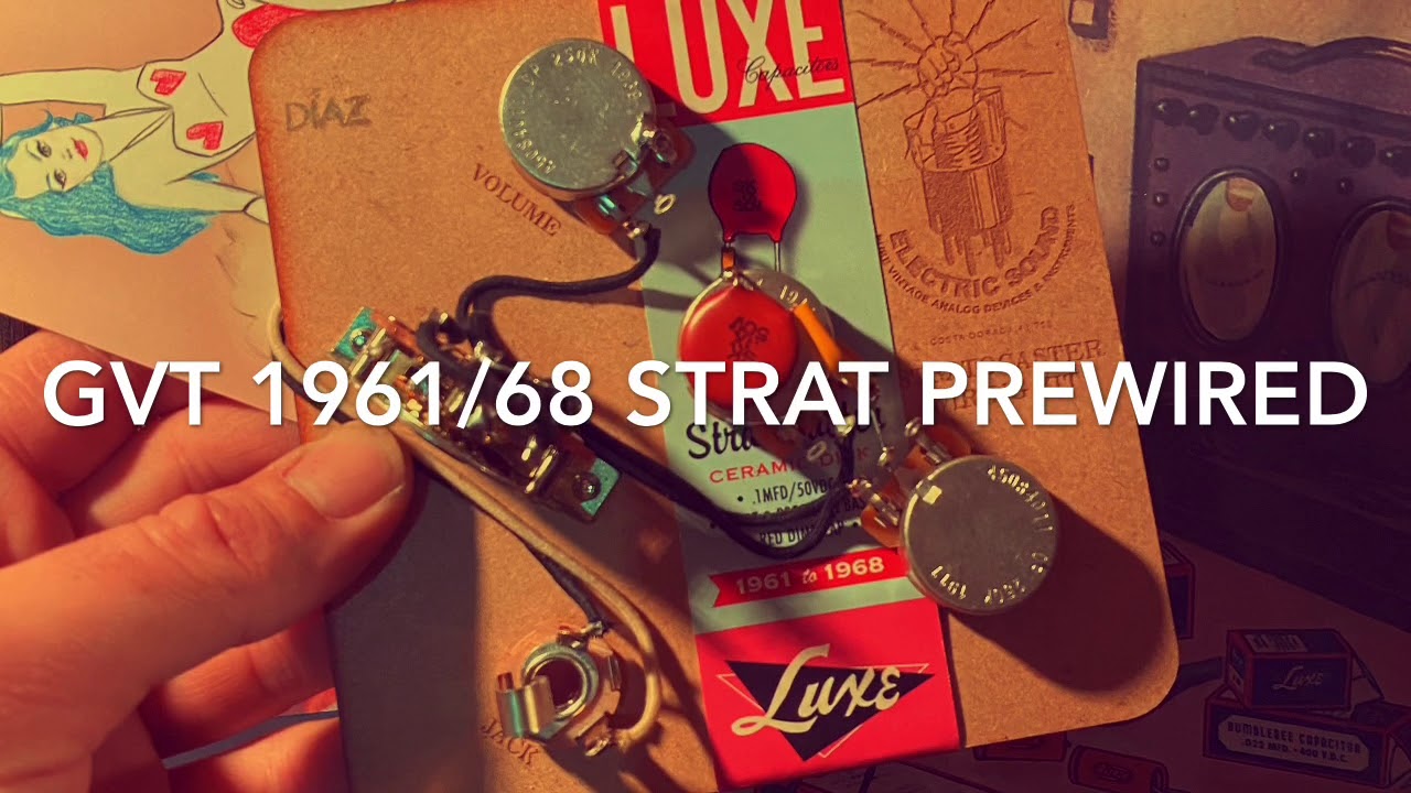 GVT Prewired electronics Stratocaster Pre cbs 1961 - 1968 Luxe radio cap SK red Dime