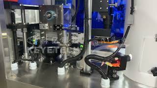 KEYETECH AI vision inspection machine is built to detect mixed-color cap defects at high speed.