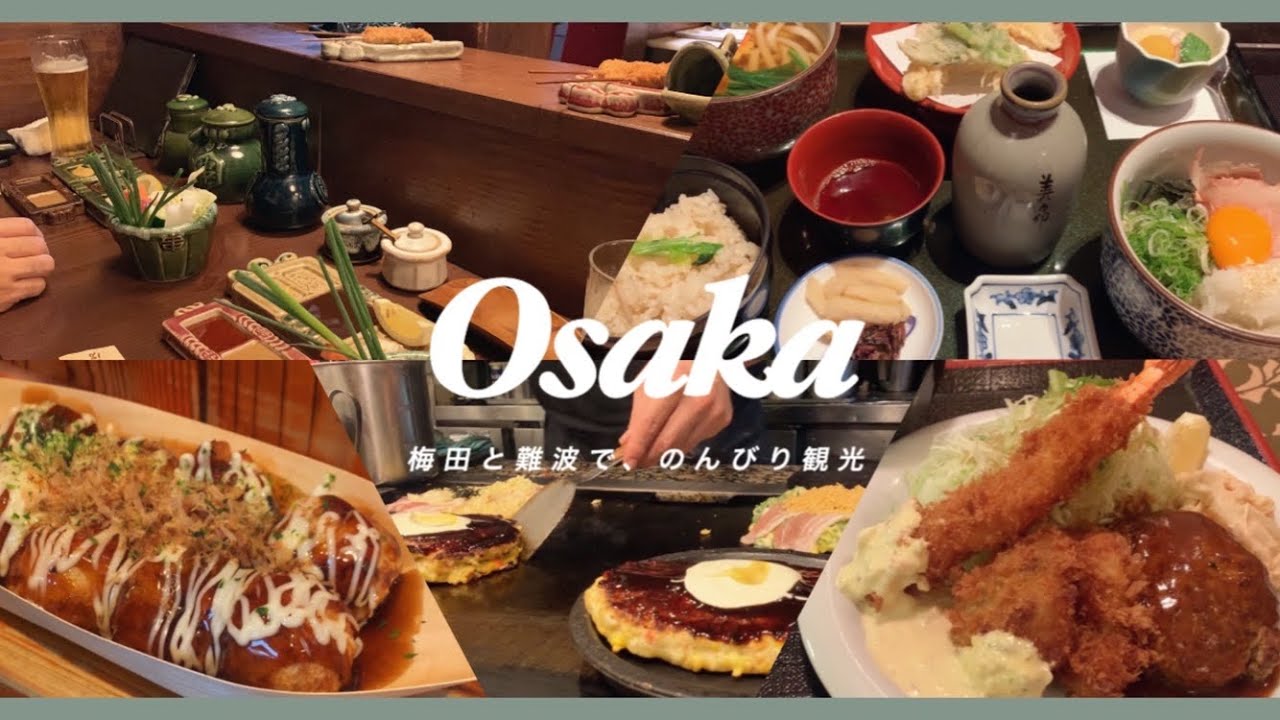 【大阪旅行vlog】雨でも楽しい観光＆グルメ🐙(計20箇所)｜梅田＆なんばで食い倒れ😋ハシゴ酒🍶｜串カツ,たこ焼き,お笑い,夜景🌙｜Osaka trip(eng.)