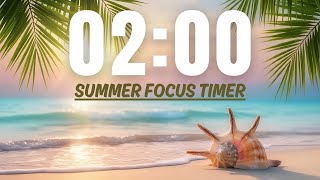 2-Minute Summer Focus Timer 🌊 | Calming Beach Soundscape & Soft Chime Alarm screenshot 3