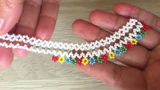 Papatyalı Halhal ve Kolye Yapımı (daisy anklet and necklace - tobillera y collar de margaritas )