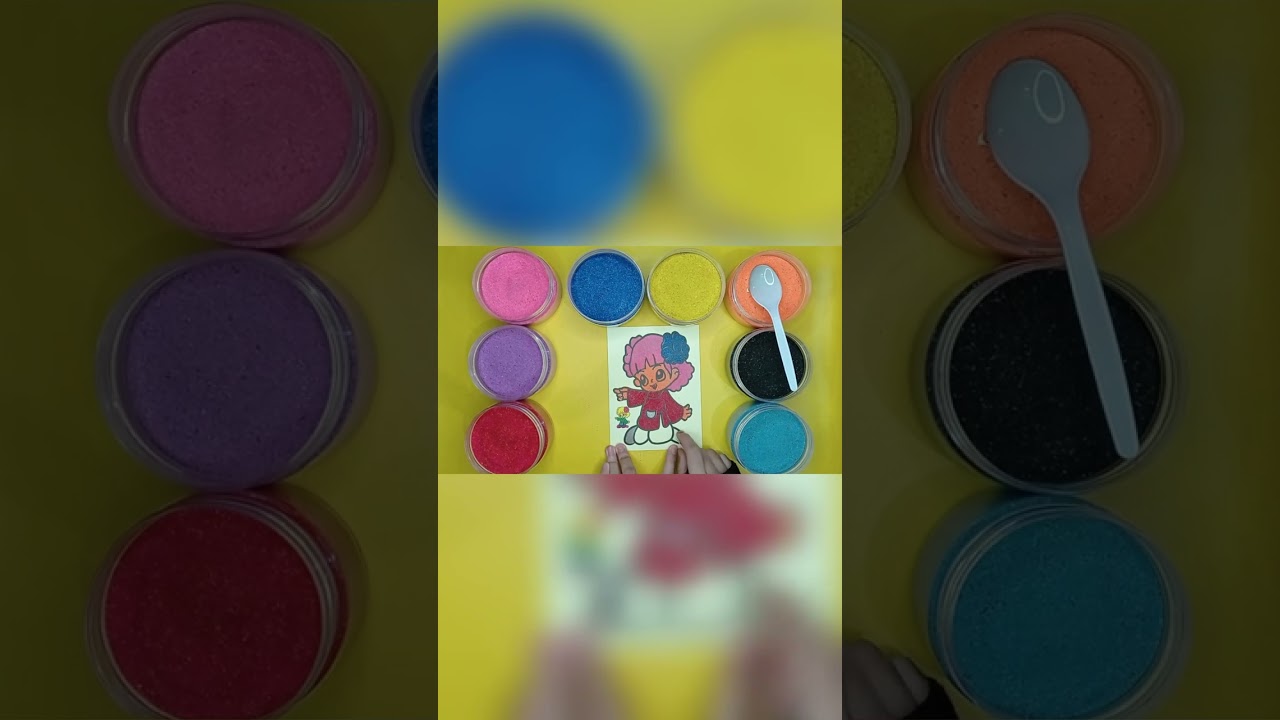 Sand painting of girls using flower ribbons series 4 