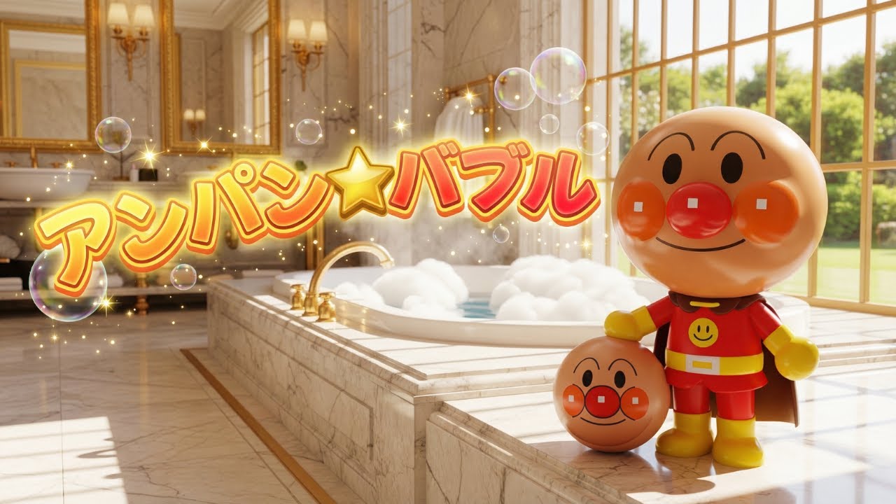 【バブバブ♪】アンパンとバスボール🫧おふろが大好きになる歌｜泡バブルで楽しいお風呂タイム｜子供向けMV 
